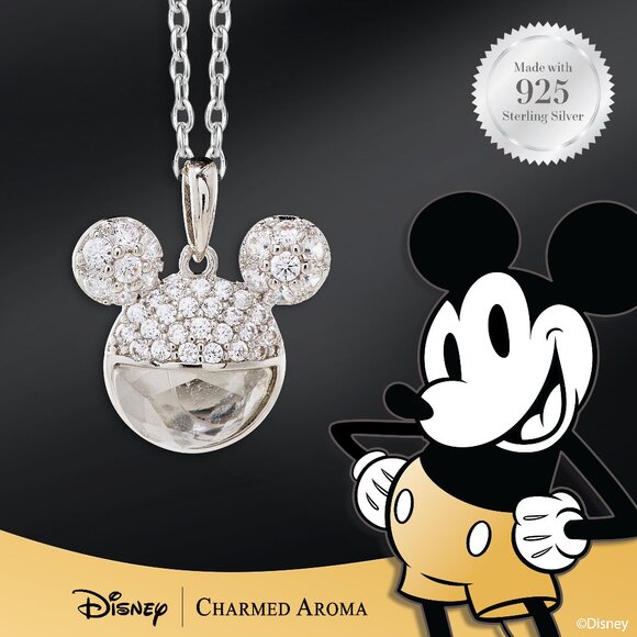 Disney Mickey Mouse Necklace, 925 Sterling Silver Charmed Aroma - Picture 1 of 4